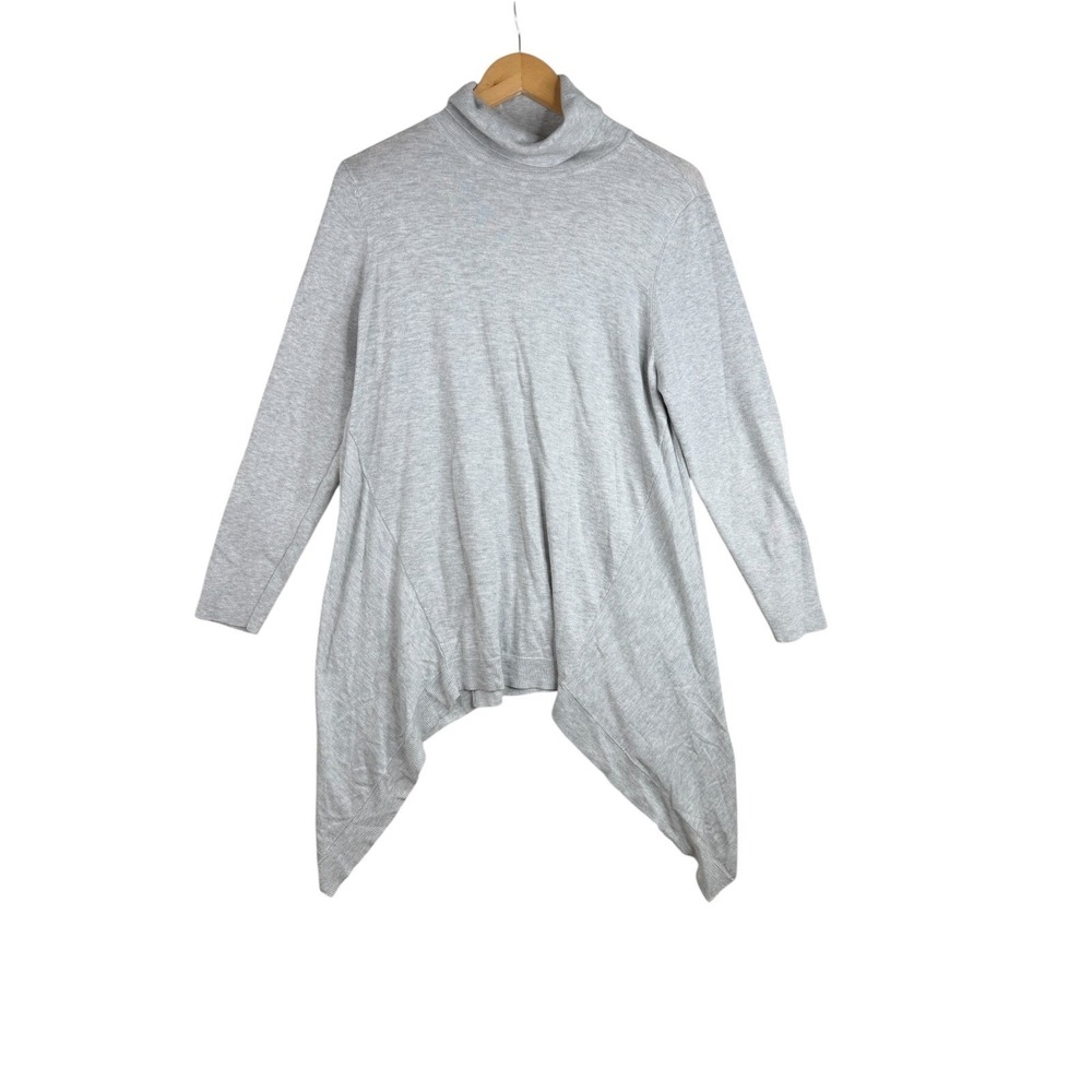 Chicos Cashmere Blend Turtleneck Tunic Sweater size Large Gray